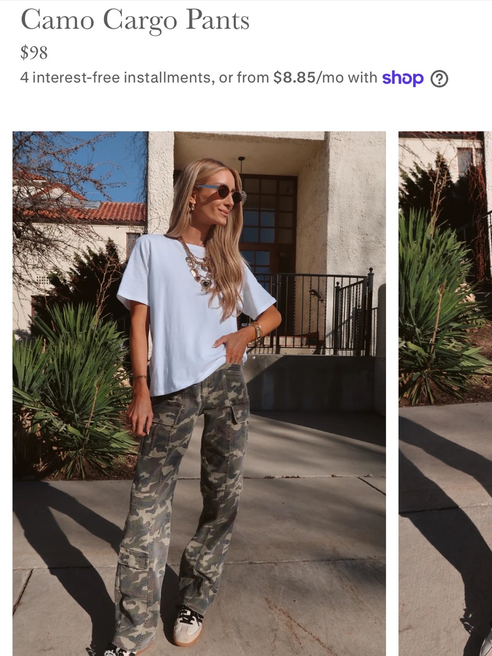 Shop Stevie Olive Camo Straight-Leg Cargo Pants